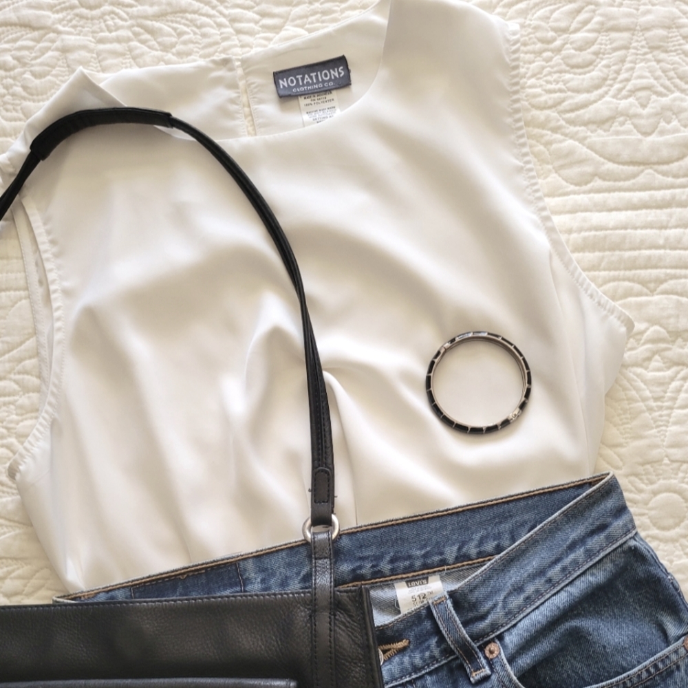 vintage notations white tank 90s y2k M